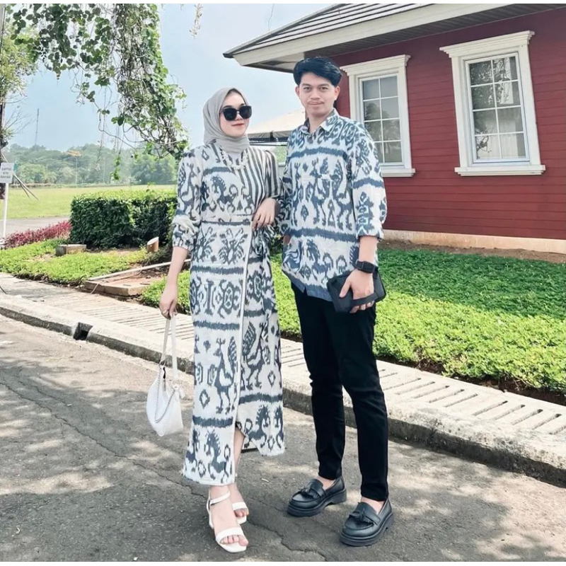 Baju Couple Tenun Ethnic Mix Tenun Lurik Set Madam Lurik Dress Kondangan Tenun Kemeja Kondangan Tenu