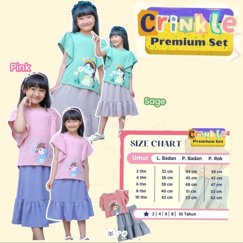 SETELAN ROK ANAK CRINKLE PREMIUM SET BY OPO KIDS
