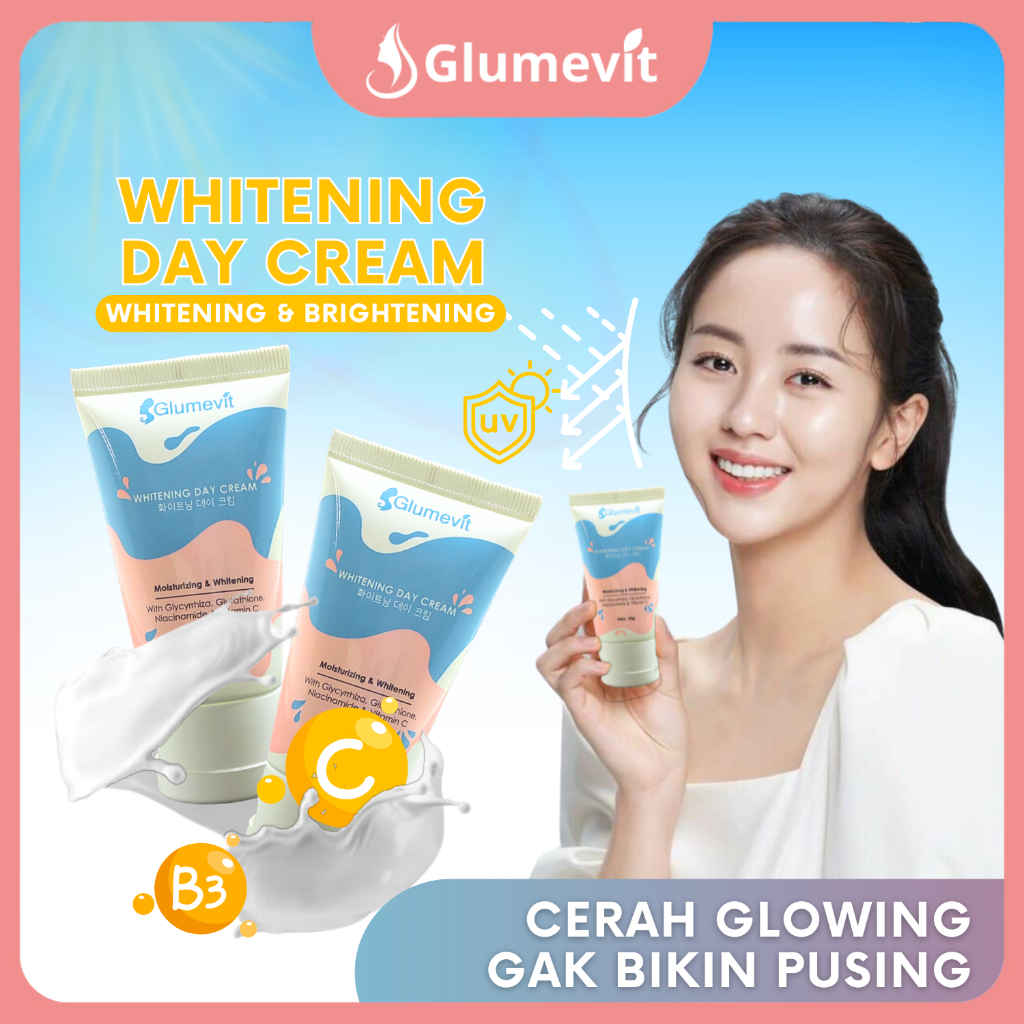 GLUMEVIT Pencerah Kulit Pencerah Wajah Cream Siang Glowing pemutih wajah bpom ori dan cepat glowing 
