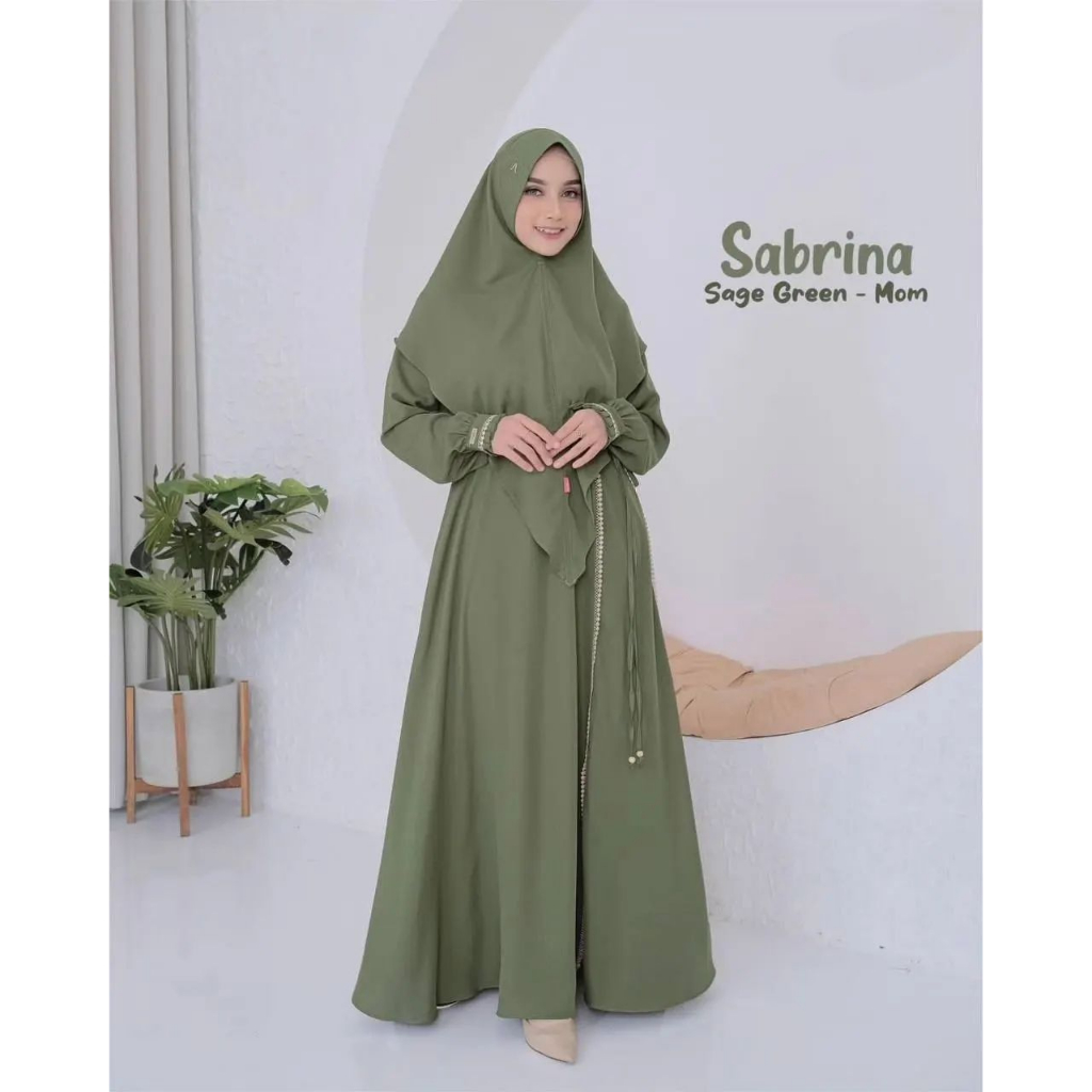 SR Sabrina Syar'i Set Bahan Crinkle Airflow Setelan Gamis Terbaru 2023 Lebaran Wanita Syari Mewah Se