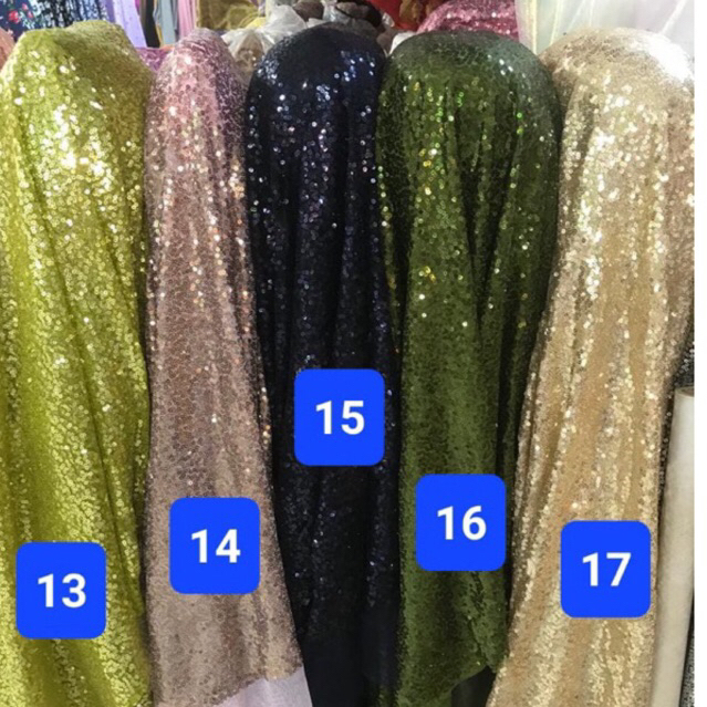 Kain seribu payet/Bahan sequin/hitam