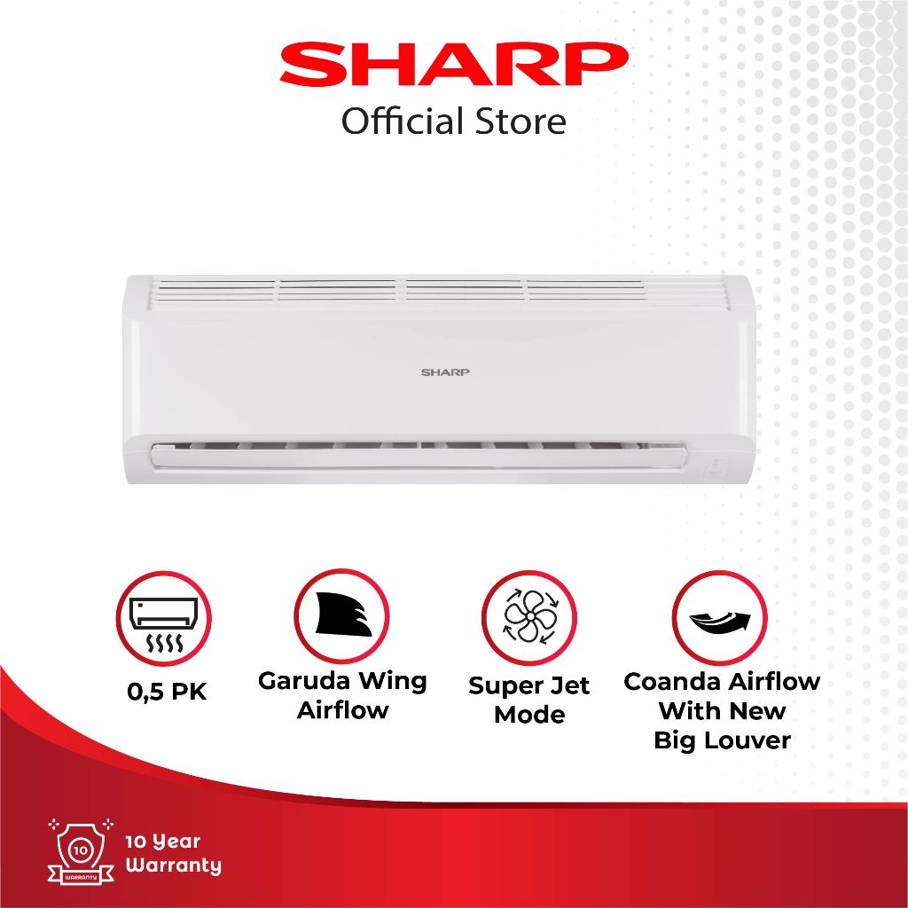Sharp Air Conditioner - Standard Basic BEY Series 0,5 PK: AH-A5BEY 360 watt Super Jet Mode