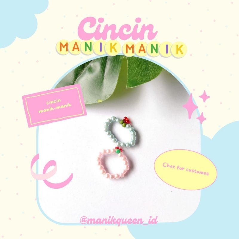 Cincin manik manik- Cincin manik- Cincin manik manik korea 1 set isi 6- Cincin manik manik aesthetic