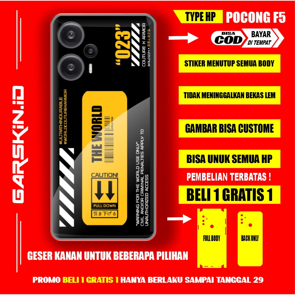 GARSKIN POCO F5  AKSESORIS CASING PELINDUNG HP POCO ORIGINAL GRASKIN  POCO F5 FULLBODY SKIN PROTEC D