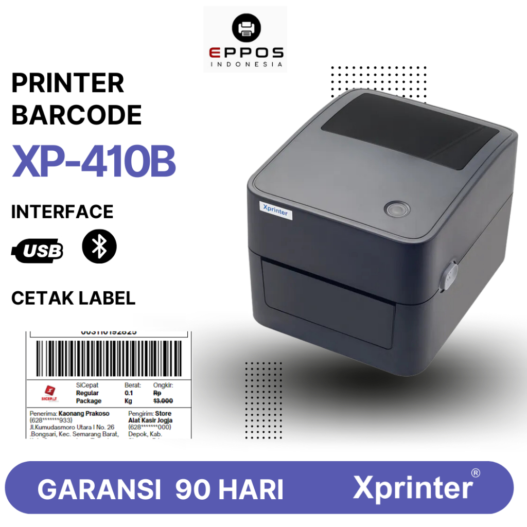 

Xprinter Printer Barcode Thermal XP-410B/XP-4601B USB BLUETOOTH [110MM]