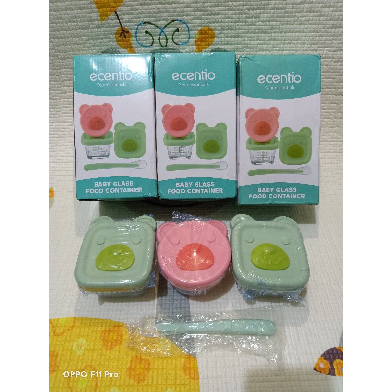 FOOD CONTAINER MPASI BAYI KACA ECENTIO / WADAH KACA MPASI ECENTIO