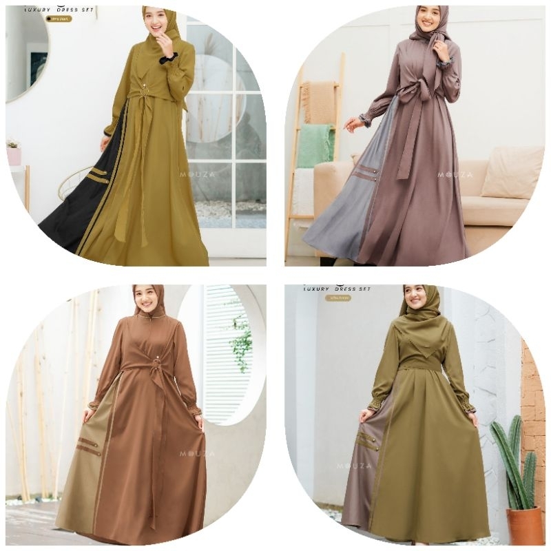 READY BERGARANSI SARIMBIT KELUARGA  MORGANA LUXURY DRESS SET GAMIS WANITA TERBARU KEKINIAN DEWASA  D