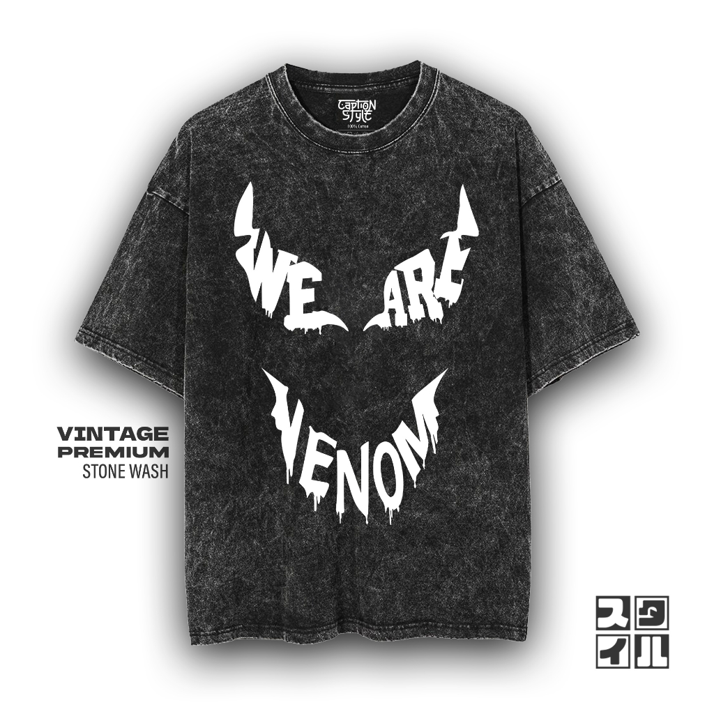 Caption'Style Baju Kartun Venom ICON Kaos Stonewash | Kaos Oversize Wanita | Kaos Pria | Kaos Keren 