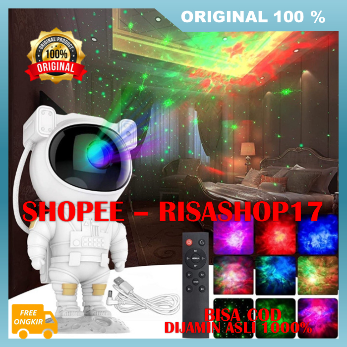 Lampu Tidur Proyeksi Astronot 360 Lampu Tidur Proyektor Karakter Astronot 100% ASLI