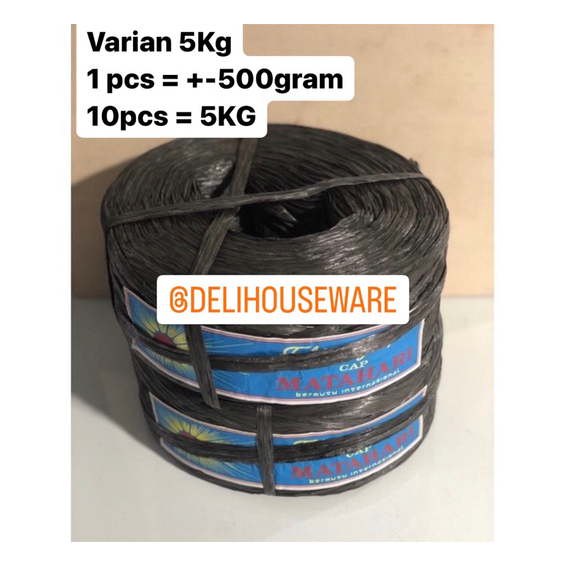 

Tali Plastik 4KG Cap Matahari Tebal / Tali Rafia Hitam
