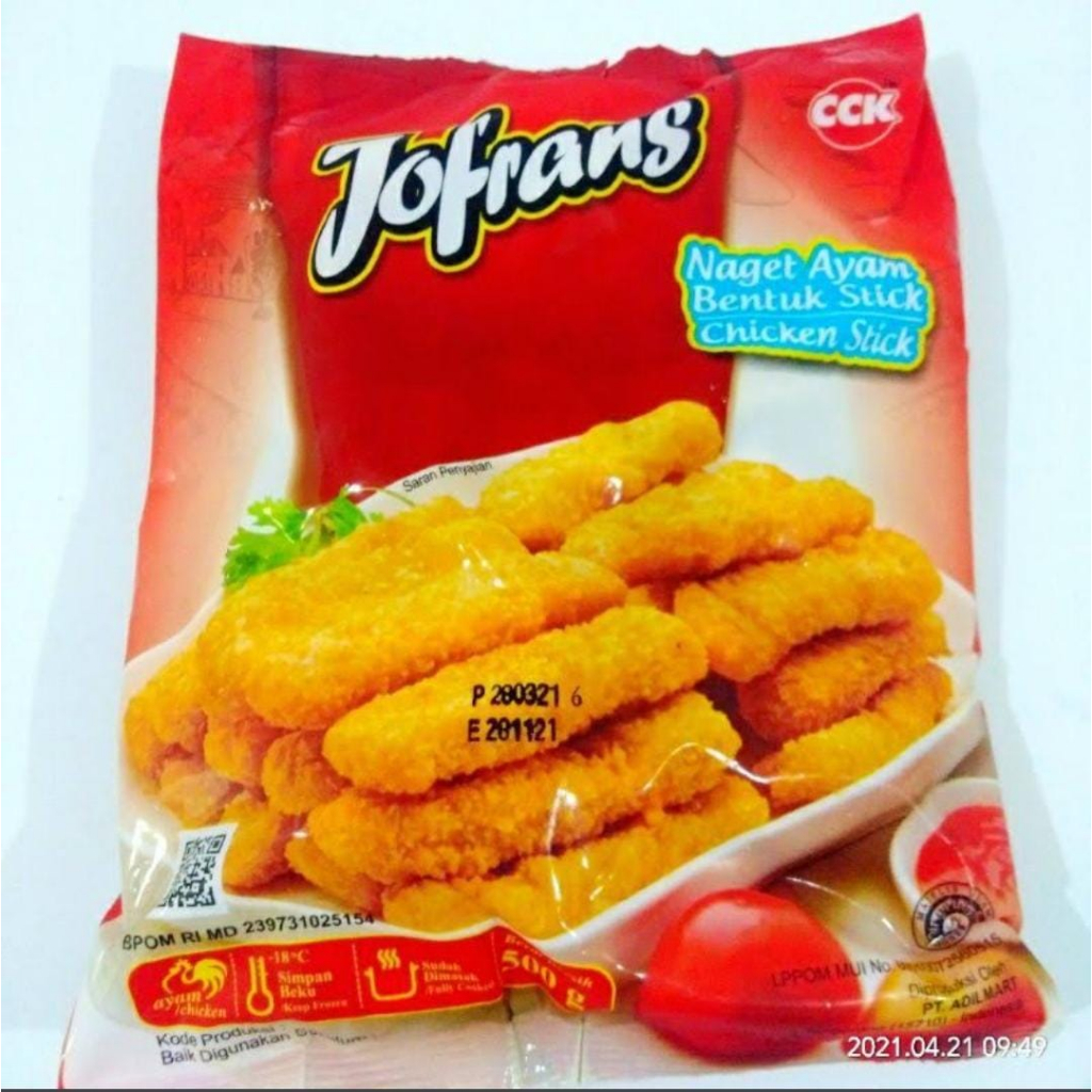 

JOFRANS NUGET AYAM BENTUK STIK BERAT 500GR