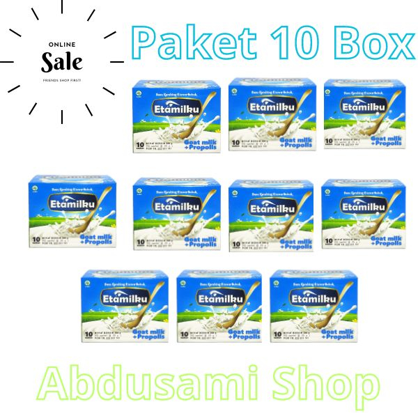 

Paket 10 Box Etamilku Susu kambing Bubuk Etawa Asli Plus Propolis