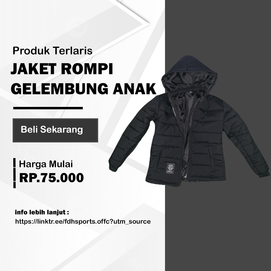 Jaket Kembung Anak Puffer Bandung Jaket Gelembung Anak Hitam