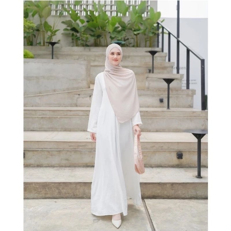 BASIC ABAYA GAMIS POLOS BAHAN CRINKLE AIRFLOW GAMIS PUTIH GAMIS HOMEDRESS BUSUI | GAMIS TANISHA