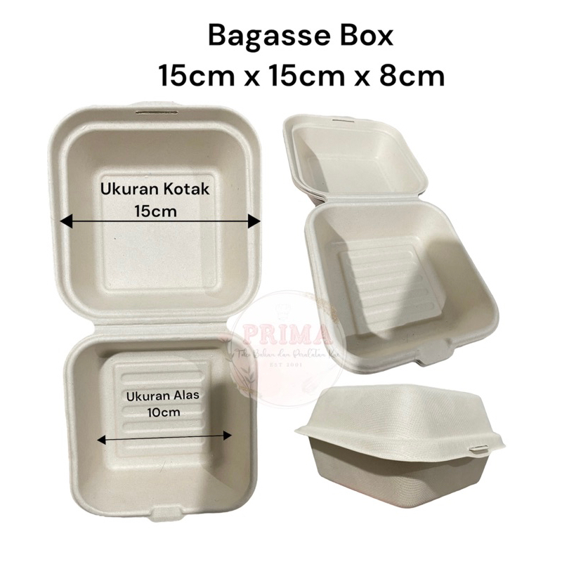 5pcs BAGASSE BURGER BOX / BOX BENTO CAKE / BAGASSE BOX / STEROFOAM BENTO CAKE
