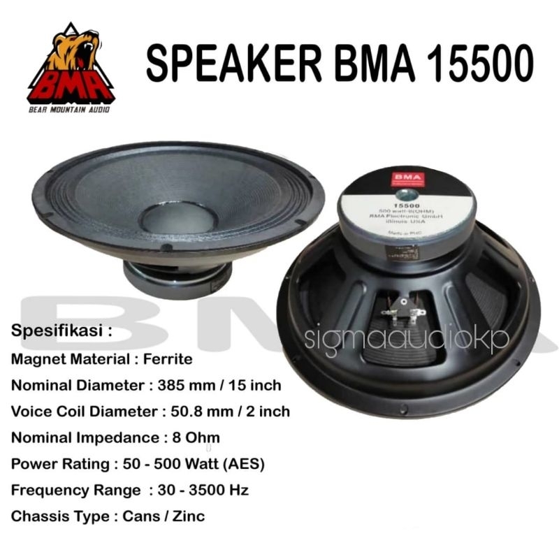 Speaker 15 Inch BMA 15500 VC 2 Inch 500 Watt