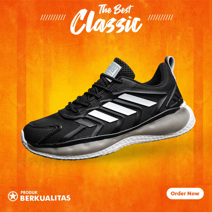 Sepatu Sneakers Sport Hitam Pria Kets Running Casual Import Keren Z25