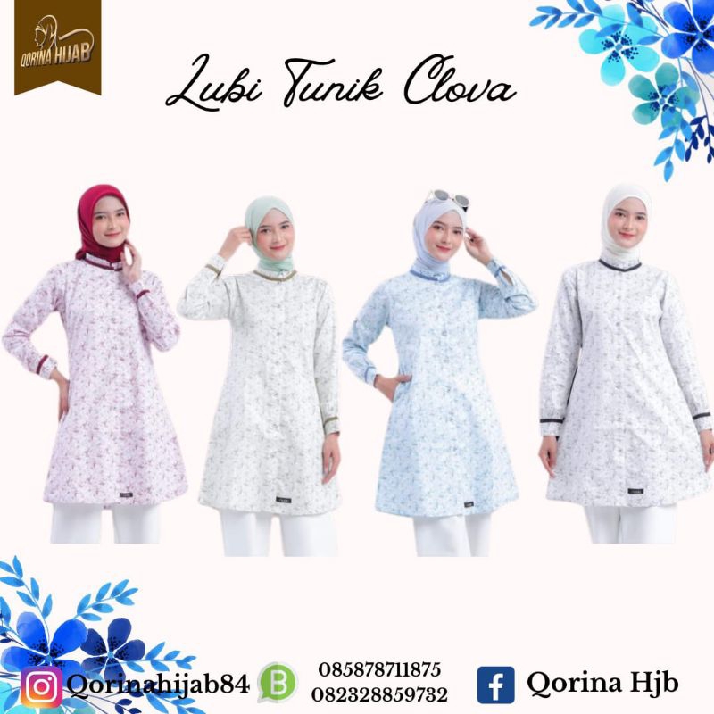 Tunik Lubi clova / atasan wanita / tunik motif / tunik lubi