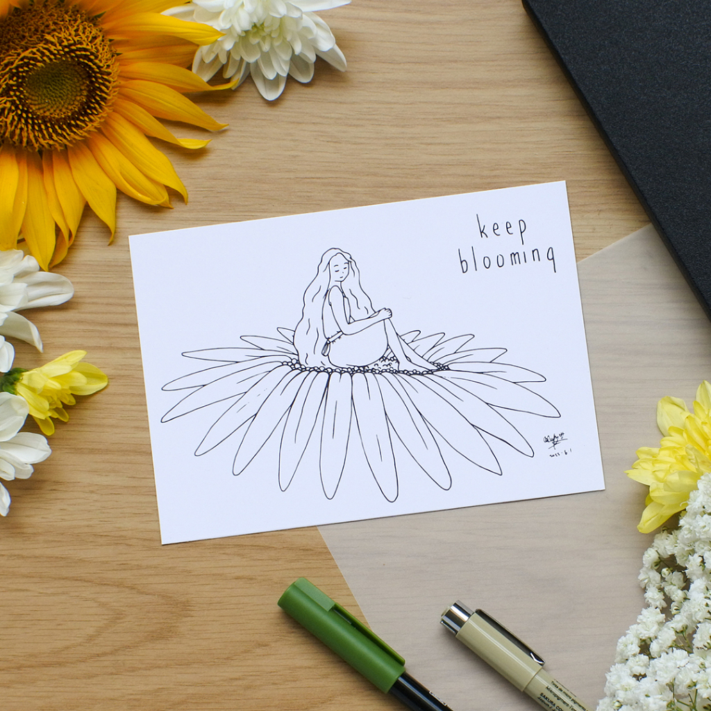 

Keep Blooming Mini Art Print / Postcard Illustration by Lun Projects