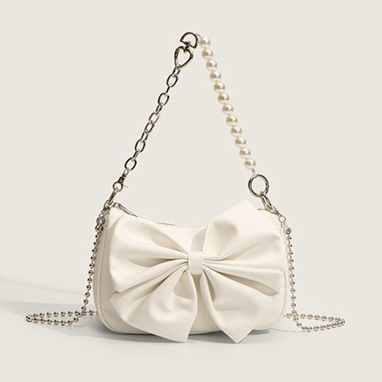 GS 473 Tas Selempang Kulit Wanita Tas Rantai Cewek Pita Mutiara Sling Bag