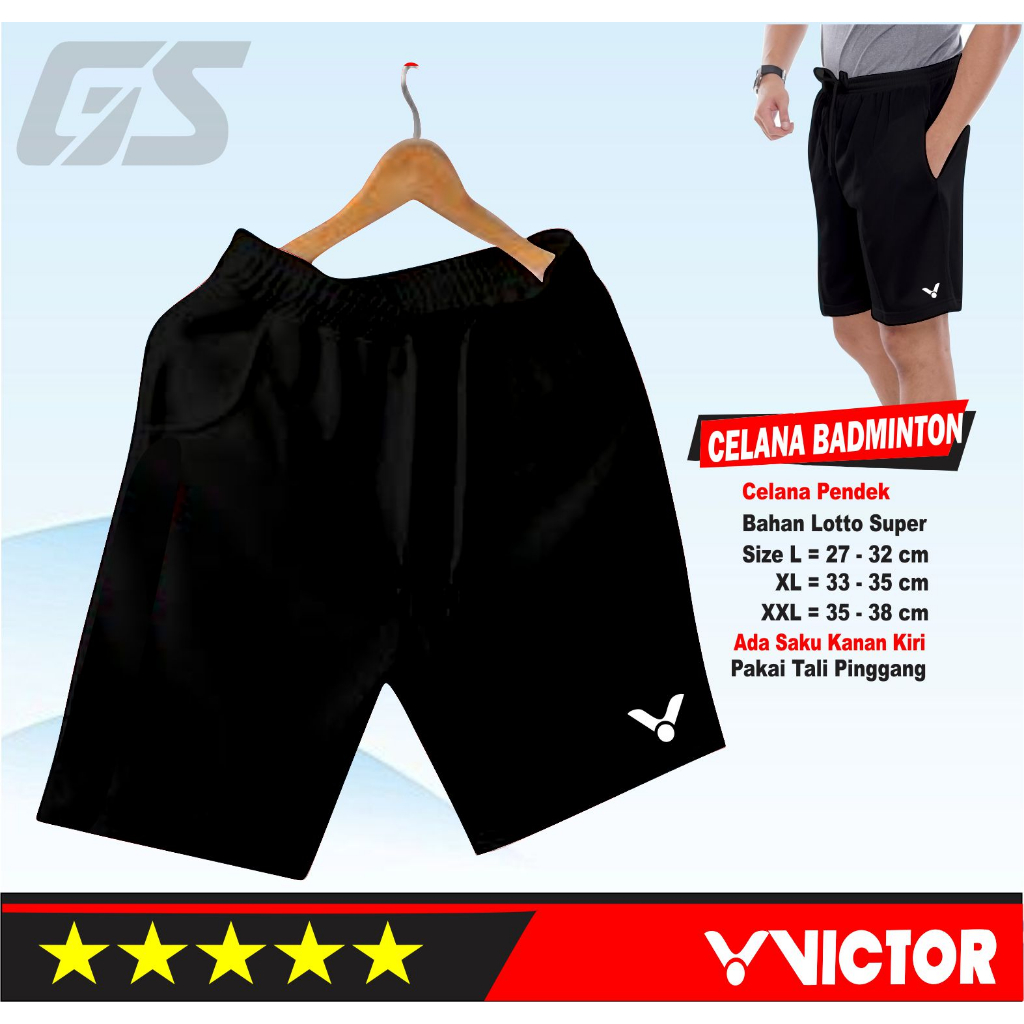 celana badminton pendek pria logo v victor - celana bulutangkis super ekonomis