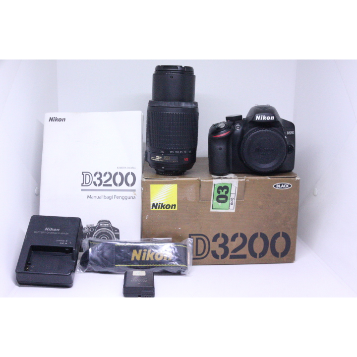 Nikon D3200 24MP lensa tele 55-200mm SC 10RB-AN bukan 700D 8D