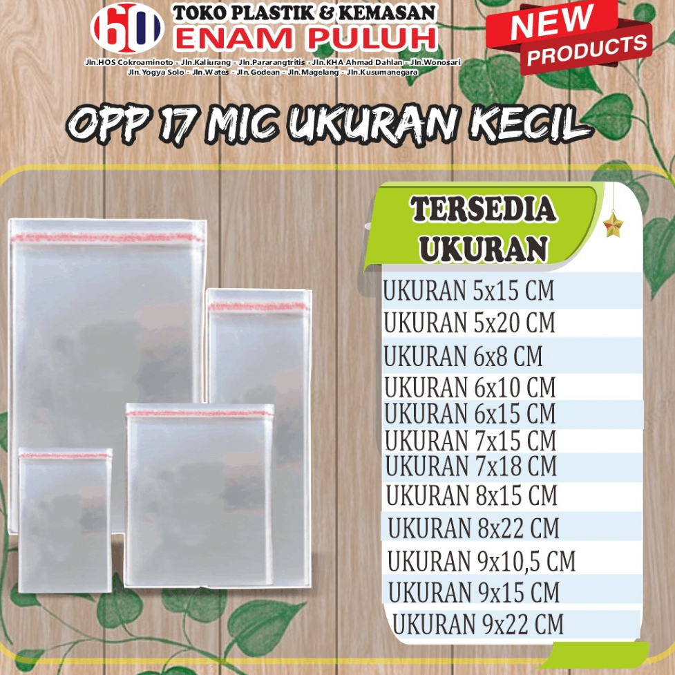 Plastik opp lem tebal 17mic seal 100 lembar pcs kaca 17 micron undangan bening murah plastik opp uku