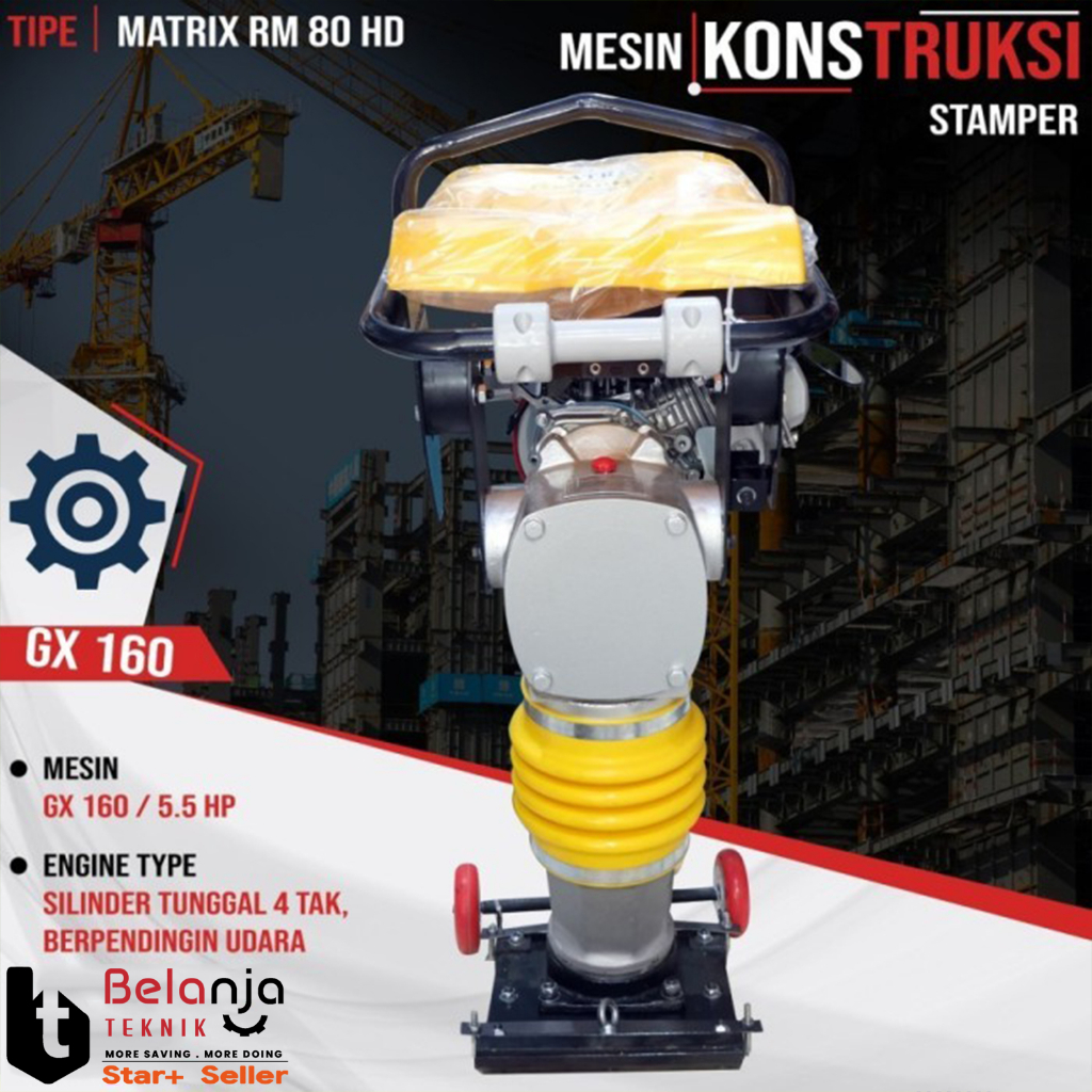 Mesin Stamper Kuda Oshima RM 90 Plus Engine Honda Bensin RM90 Tamping Rammer Plate Compactor Pemadat