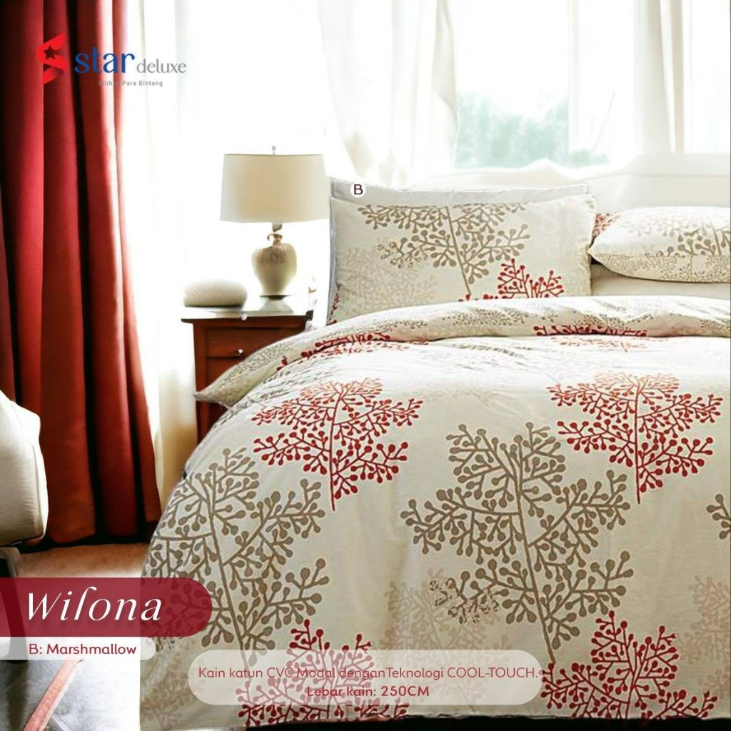 Bedcover Set Motif Wilona Bahan Katun Premium Quality bedcover sprei aesthetic motif bunga daun 160x