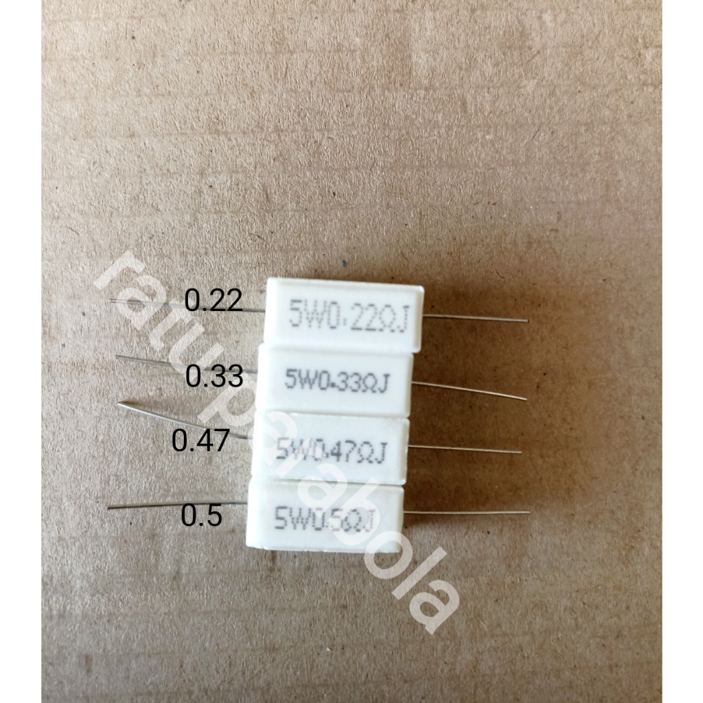Resistor kapur 5W 0.22R 0.33R 0.47R 0.5R R5W Kapur