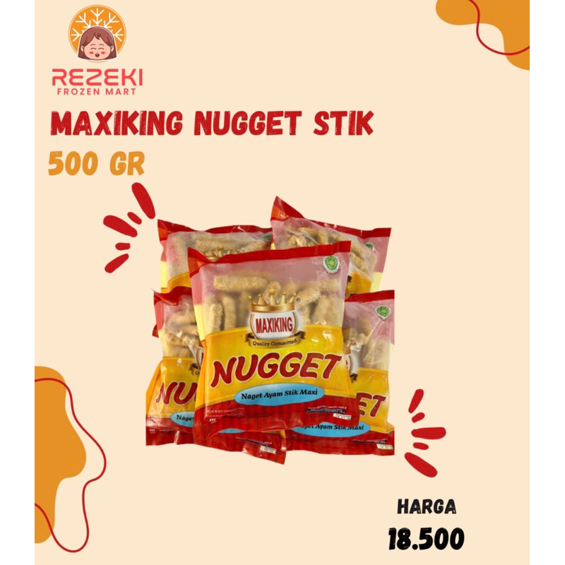 

Maxiking Nugget Stick 500 Gr | Naget Ayam Stik | Frozen Food Murah