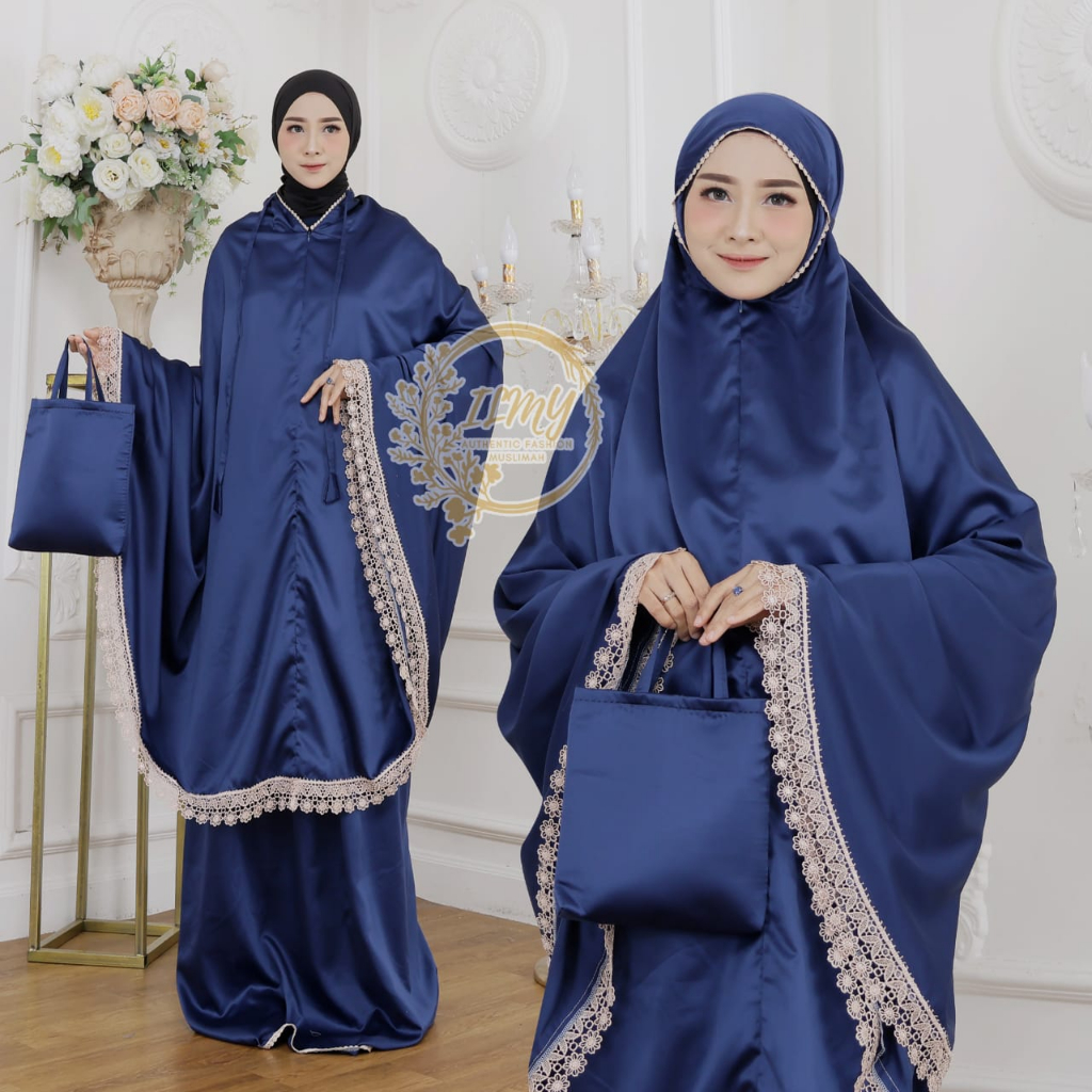 ILMY Mukena Satin Silk Premium Polos Renda Bahan Satin silky Hight Quality Ori Raisha Mewah Adem Shi