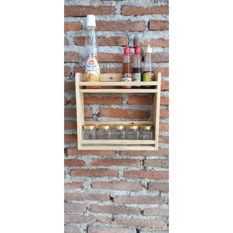 rak toples kayu dua susun