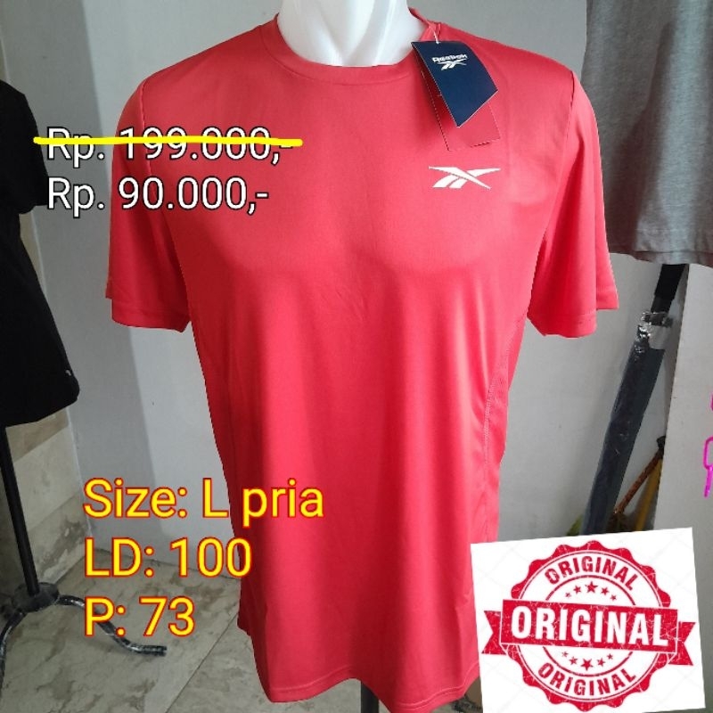 Kaos Training Olahraga REEBOK Merah Original Sport Station