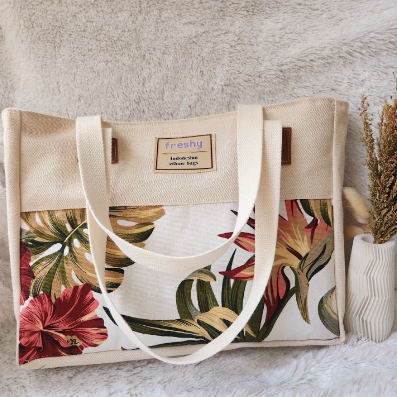TERBARU FRESHY - TOTE BAG KANVAS WANITA RESLETING / TAS TOTE BAG JUMBO GHANI
