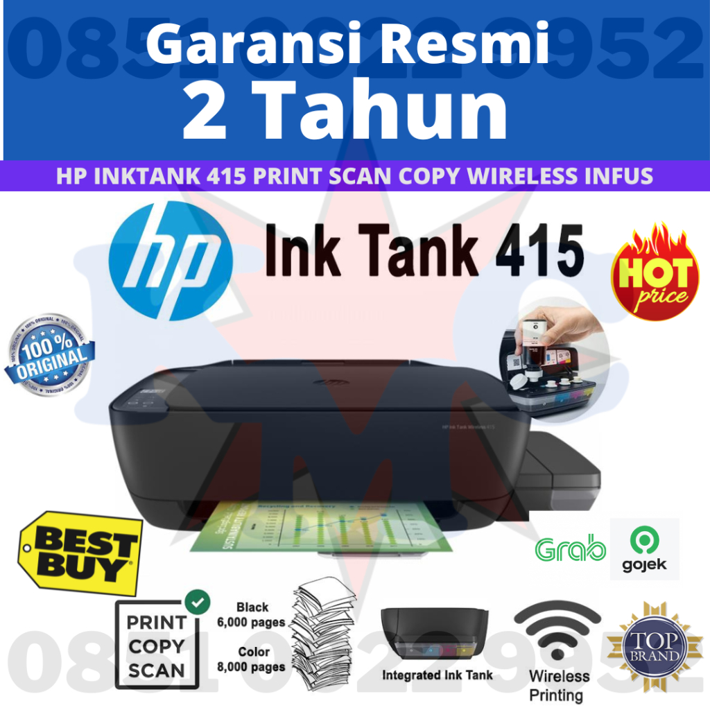 HP PRINTER INK TANK 415 PRINT SCAN COPY WIRELESS - PRINTER HP 415
