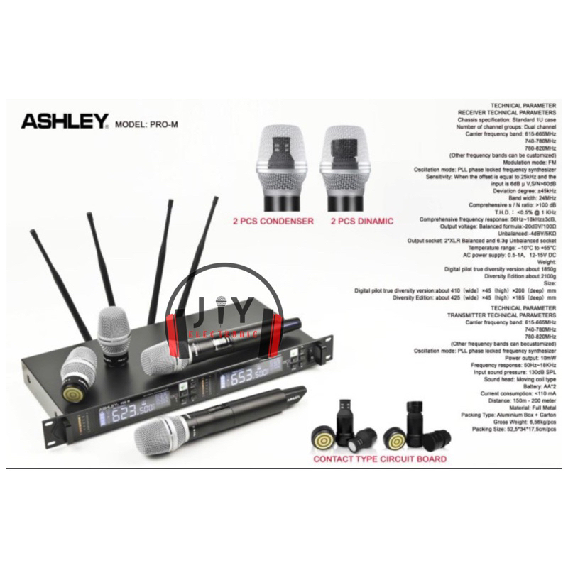 Mic Microphone Wireless Ashley Pro-M Pro M ProM Original