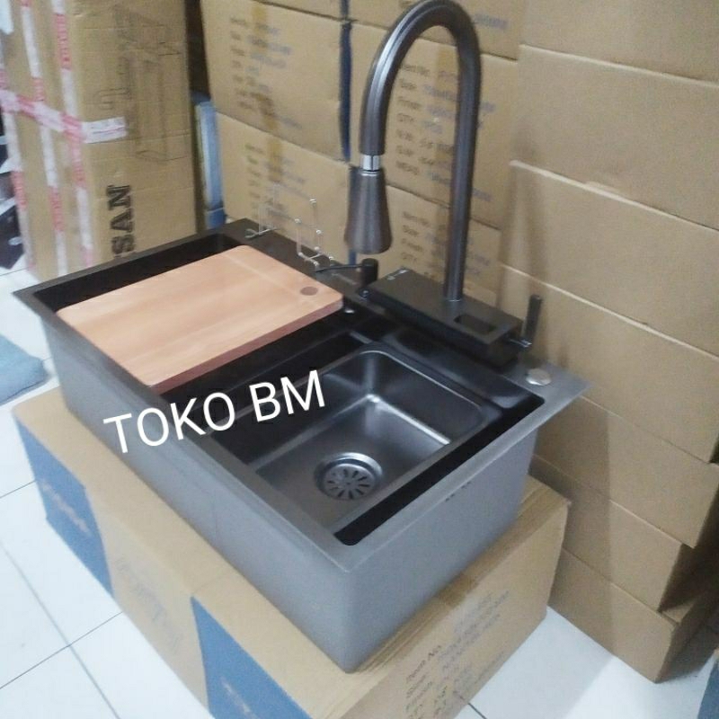 kitchen sink new modern josida 7545 black/sink luxury josida 7545 hitam stainless sus 304