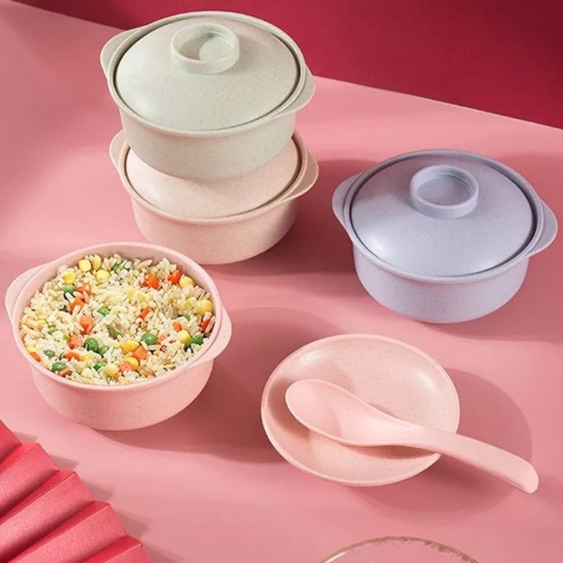 SH_27 Mangkok Jerami Tutup 2-IN-1 (Mangkok + Tutup) Bowl Jerami Mangkok Tutup