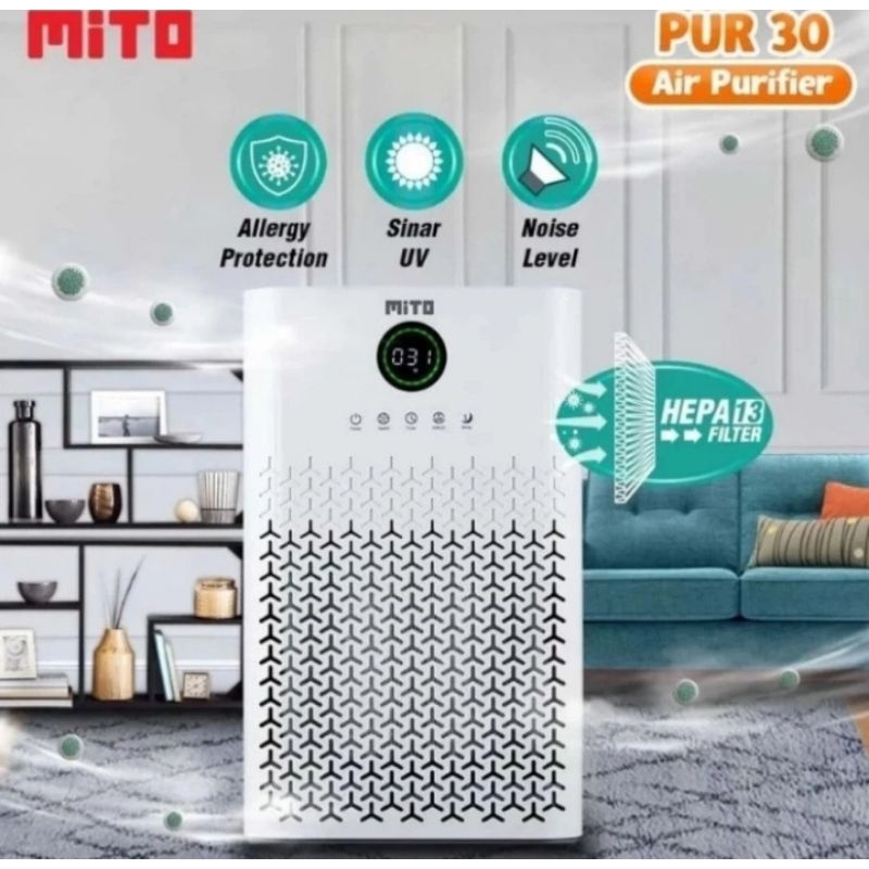 MITO Air Purifier PUR 30 PUR30 - Alat Pembersih Penyaring Udara Mitochiba HEPA 13 H13 dengan Sinar U