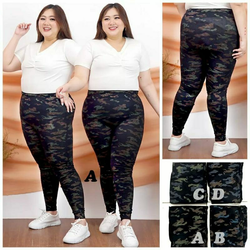 Celana Legging Panjang Motif Loreng Army Wanita Stretch Senam Jumbo