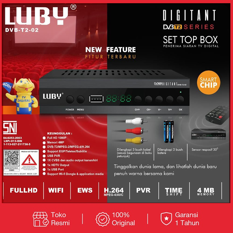 Set Topbox Tv Digital Luby DVB T2 02 EWS UHF HD / set topbox tv analog ke digital / set topbox tv di