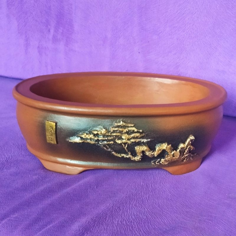 Pot Bonsai Semen Relief Oval