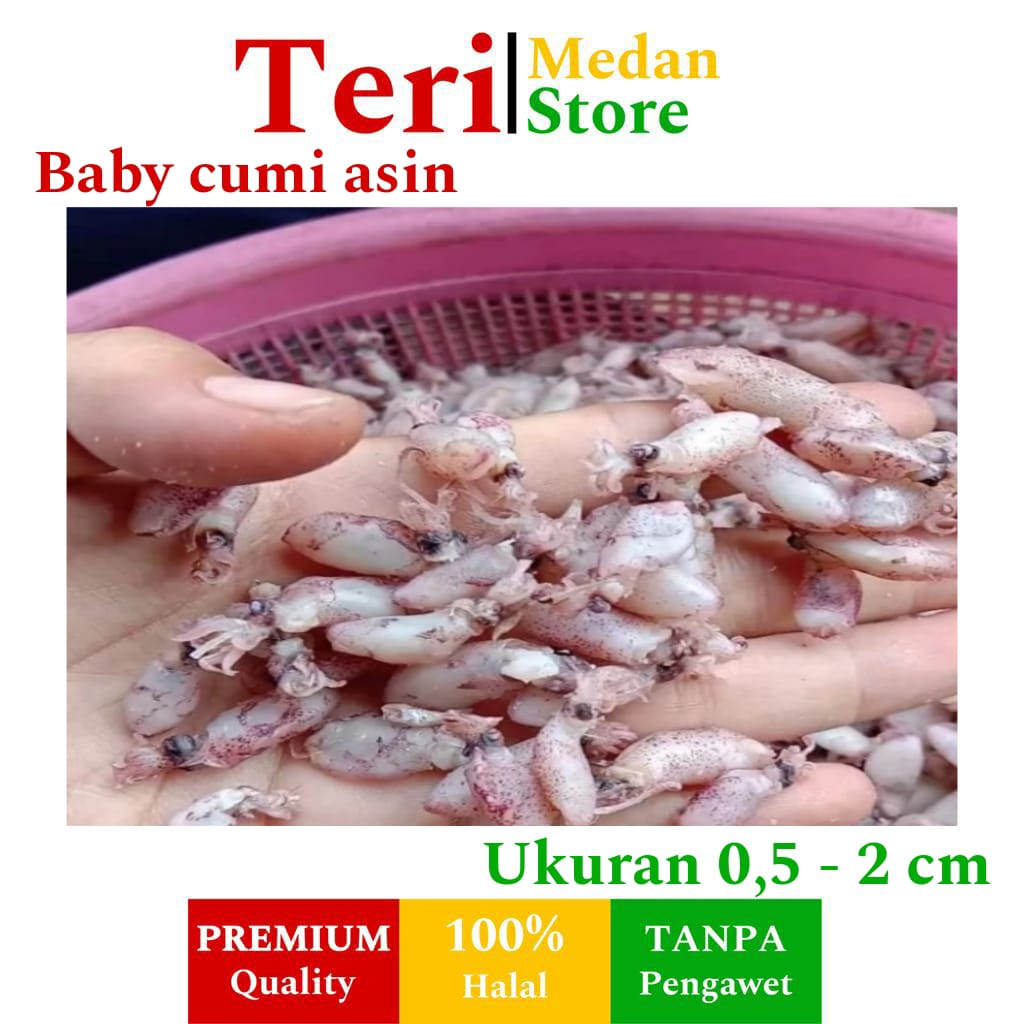 

Baby cumi asin kering asli Tanjung balai ukuran 0,5 - 2 cm kualitas super premium berat 1 kg