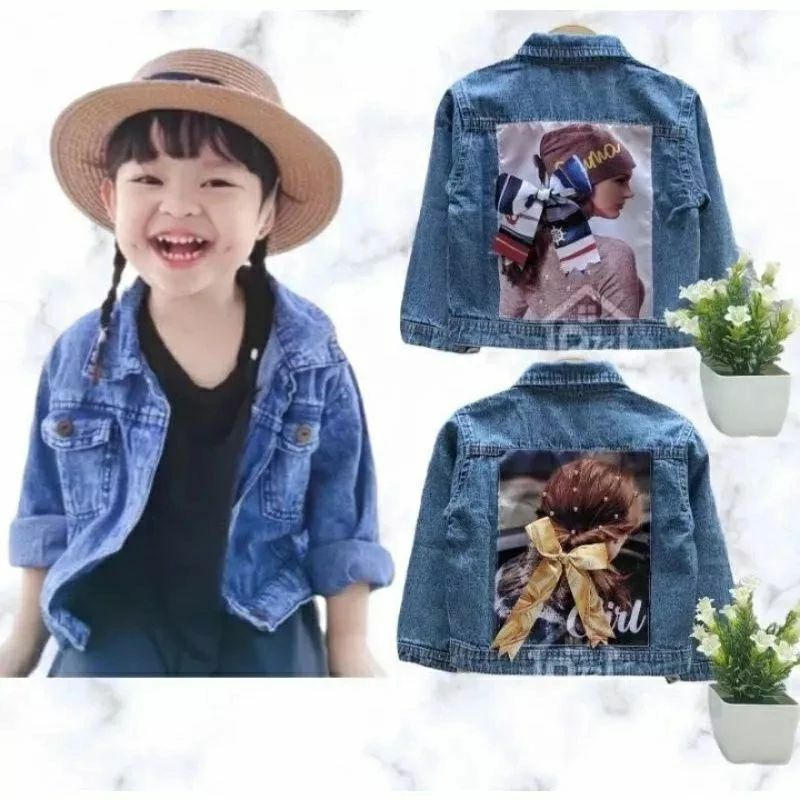 Jaket Jeans Anak Gambar Karakter Pita 3D Usia 1-10 tahun