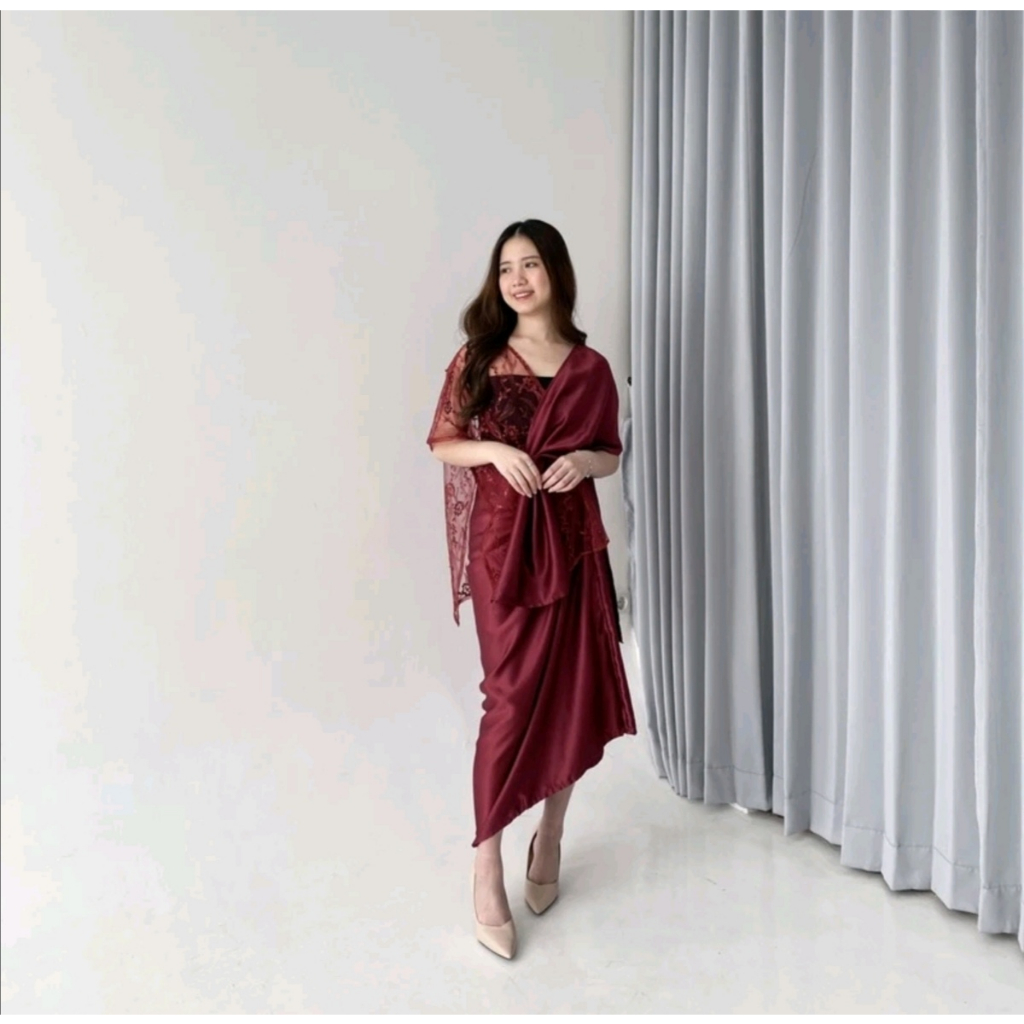 OUT Zenia Wrap Outer Tille Ribbon Outer Organza Pita Outer Tulle Outer Brukat Outfit Kondangan Outer