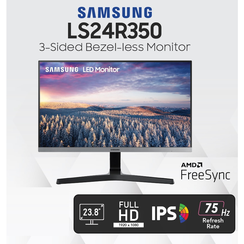 Led Monitor Samsung 24 Inch SR35 SR350 LS24R350FHEXXD FHD IPS 75Hz