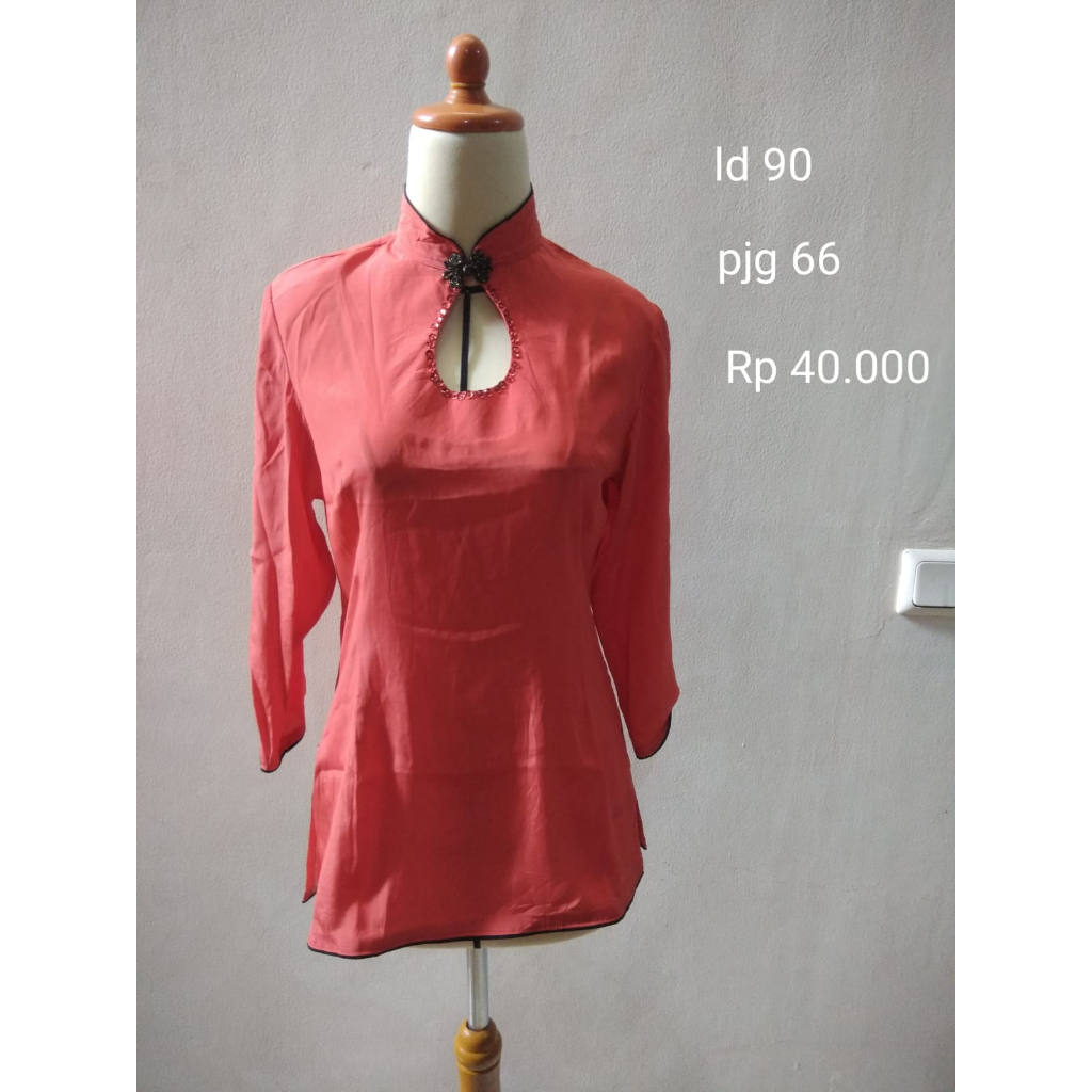 Atasan Blouse Cheongsam Wanita Merah