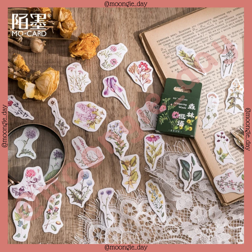 

40-45 PCS/BOX STIKER KERTAS TEMA WHISPERING WOODS TANGKAI BUNGA HIJAU BEAUTIFUL FLOWER BULLET JURNAL DIY DIARY PLANNER LUCU MURAH