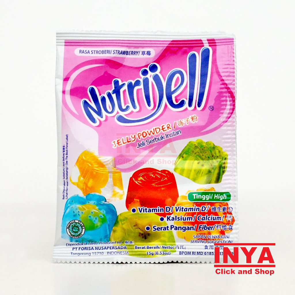 

Nutrijell Jelly Powder Strawberry 15gr Sachet - Jeli Serbuk Instan Rasa Stroberi